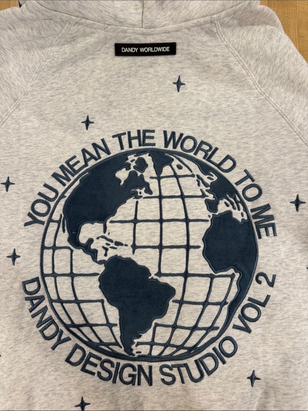 RARE LIMITED EDITION DANDY WORLDWIDE. “World Hoodie” Heather gray. S. Sold out!